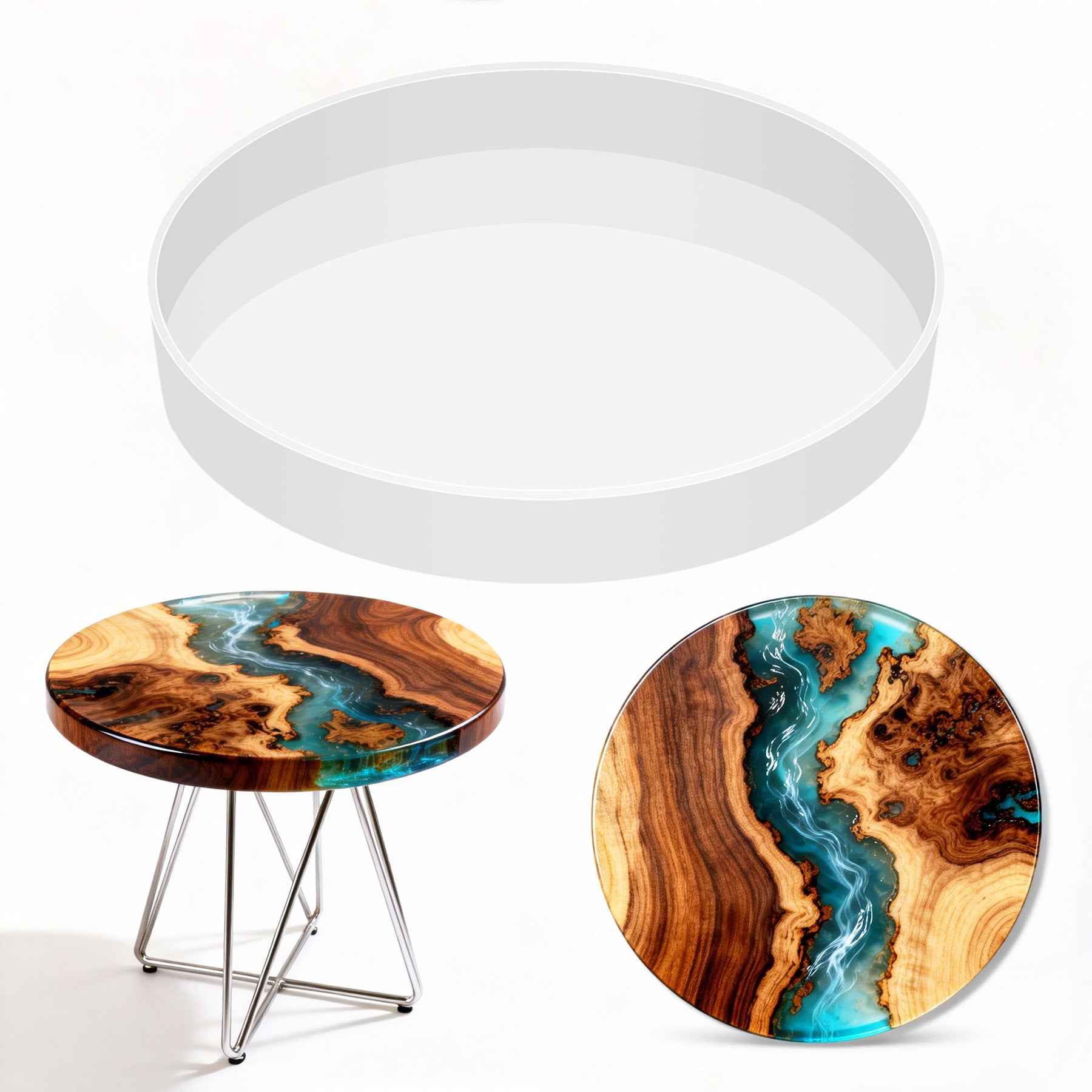 Vehipa Extra Large Resin Table Mold,14 Inch Round Resin Mold for River Table, DIY Resin Art, Coasters, Cutting Board, Desk Decor, Reusable Silicone Mold