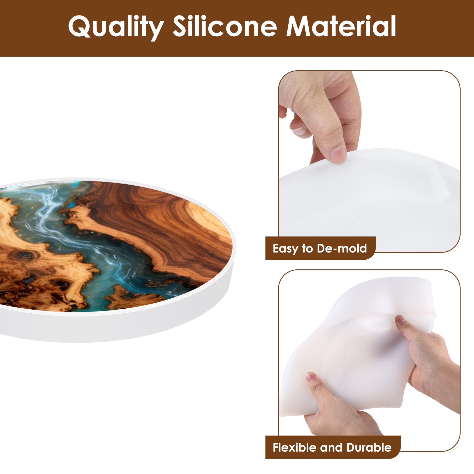 Vehipa Extra Large Resin Table Mold,14 Inch Round Resin Mold for River Table, DIY Resin Art, Coasters, Cutting Board, Desk Decor, Reusable Silicone Mold