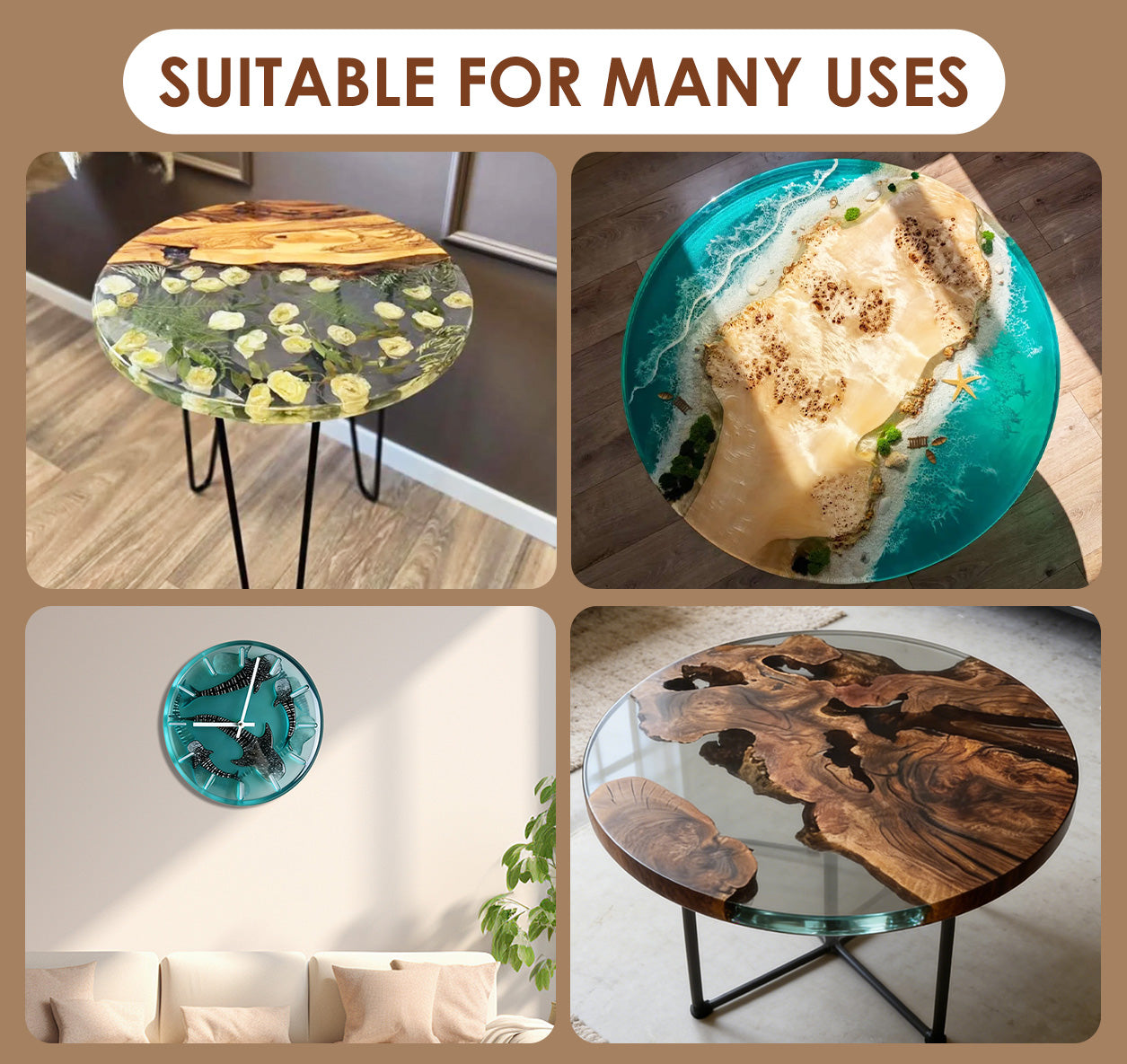 Vehipa Extra Large Resin Table Mold,14 Inch Round Resin Mold for River Table, DIY Resin Art, Coasters, Cutting Board, Desk Decor, Reusable Silicone Mold